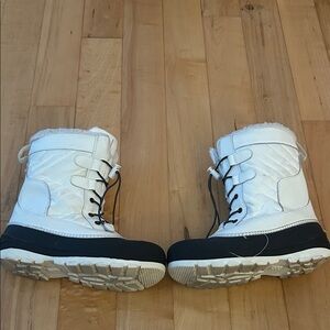 Kids White and Black Winter Boots